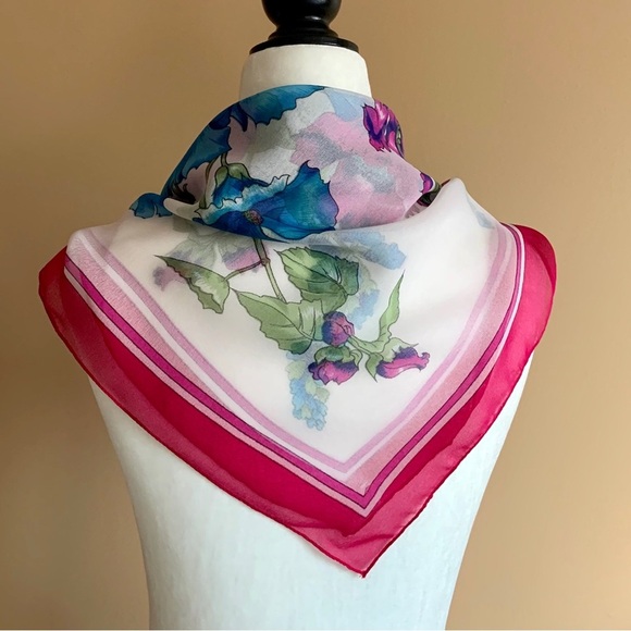🛍Bundle sale! Vintage bright floral sheer scarf - Picture 2 of 7